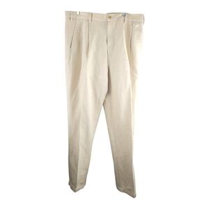 Caribbean Linen Pants Unisex 36x29 Cream Tan Beach Chinos Linen Blend Pleated